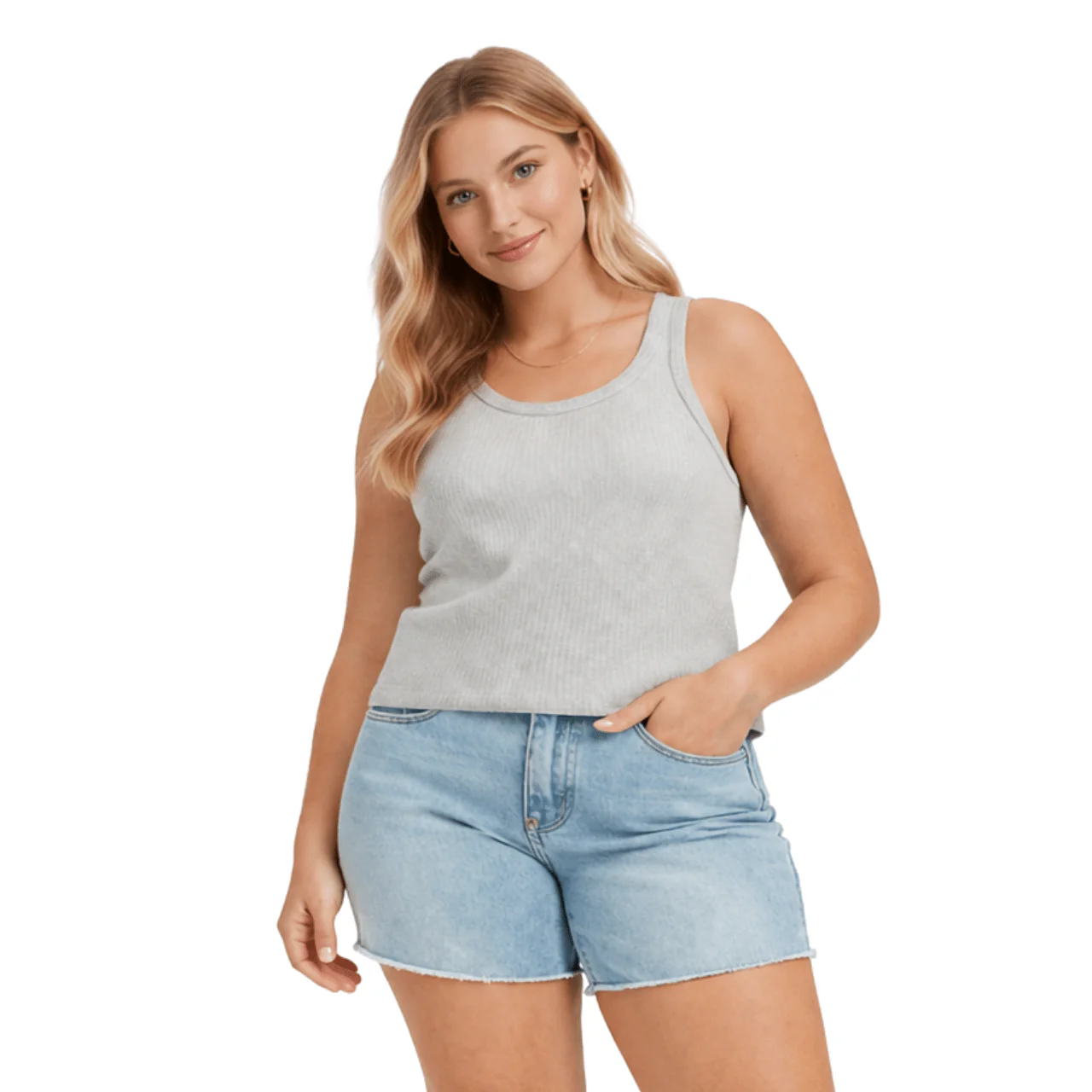 Plus Size Ribbed Sleeveless Tank Top - Image 2
