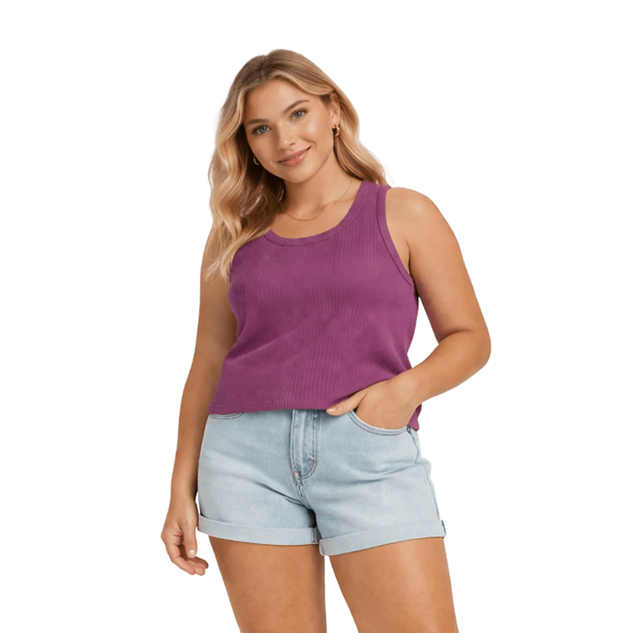 Plus Size Ribbed Sleeveless Tank Top - Image 7
