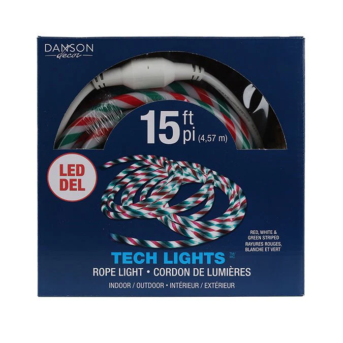 ROPE LIGHTS , 4.57M 13MM CANDY CANE ROPE LIGHT, 120 LED