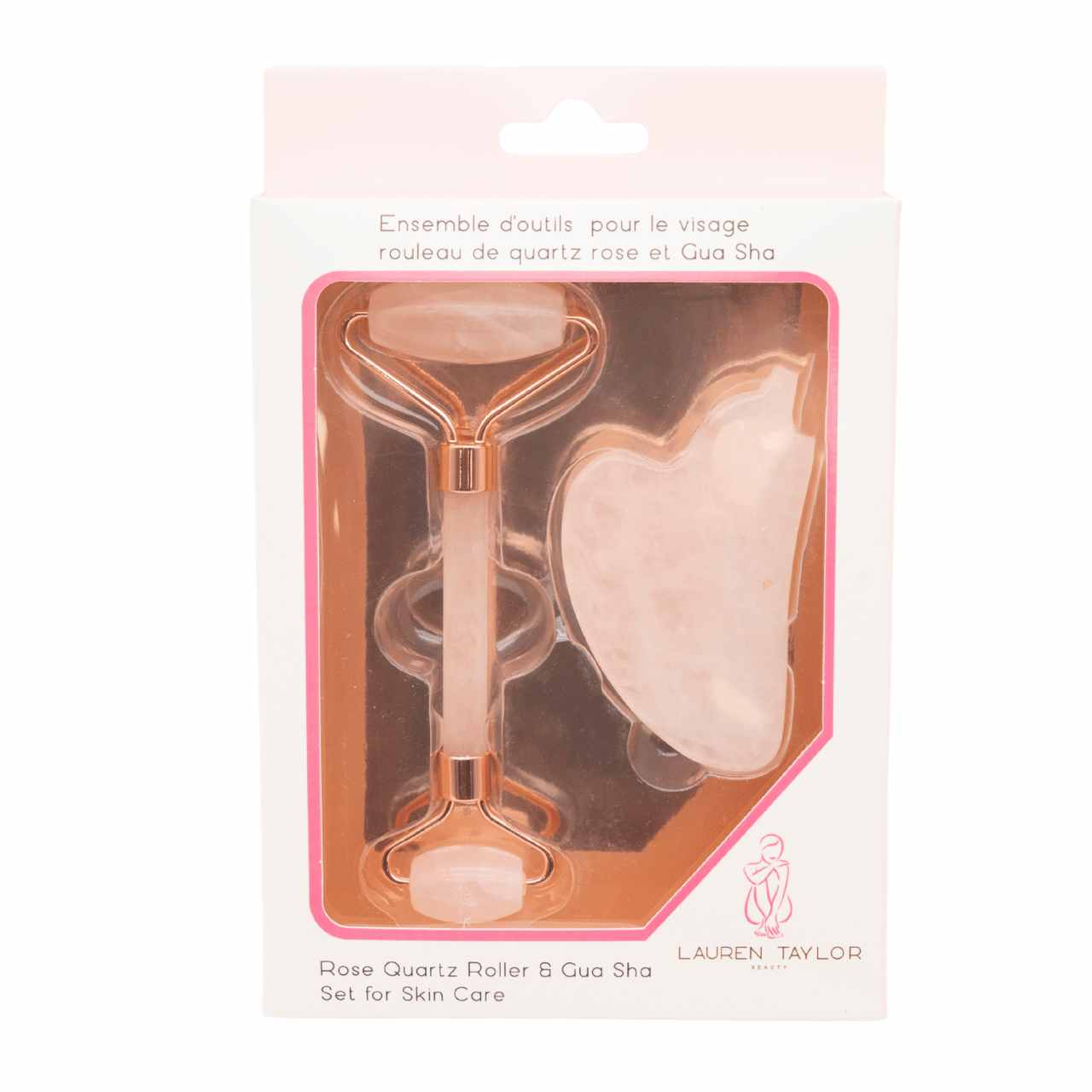 Rose Quartz Facial Care Set – Roller & Gua Sha