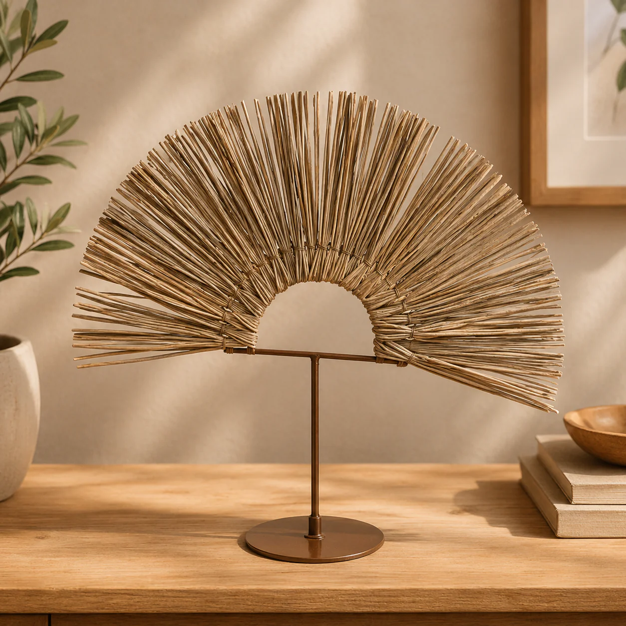 Seagrass Dome On Metal Stand 14in(H) - Image 2