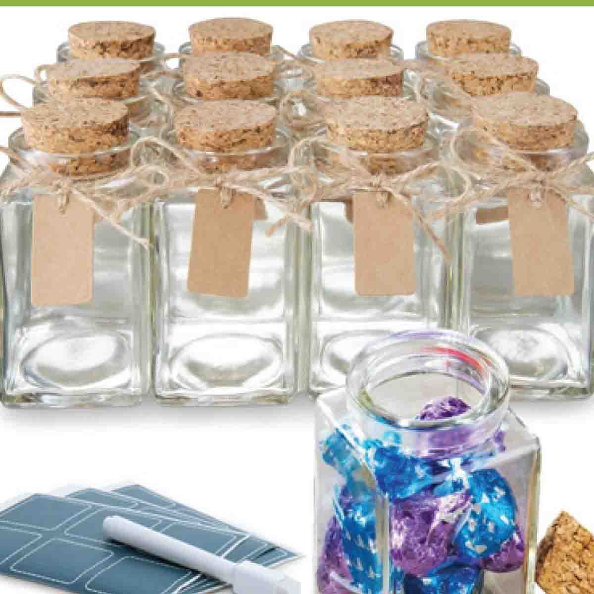 Set/12 Glass Jars With Cork Lid
