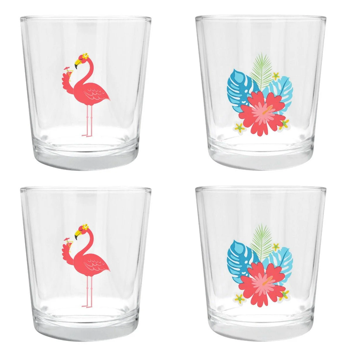 Set/4 Flamingo Glasses