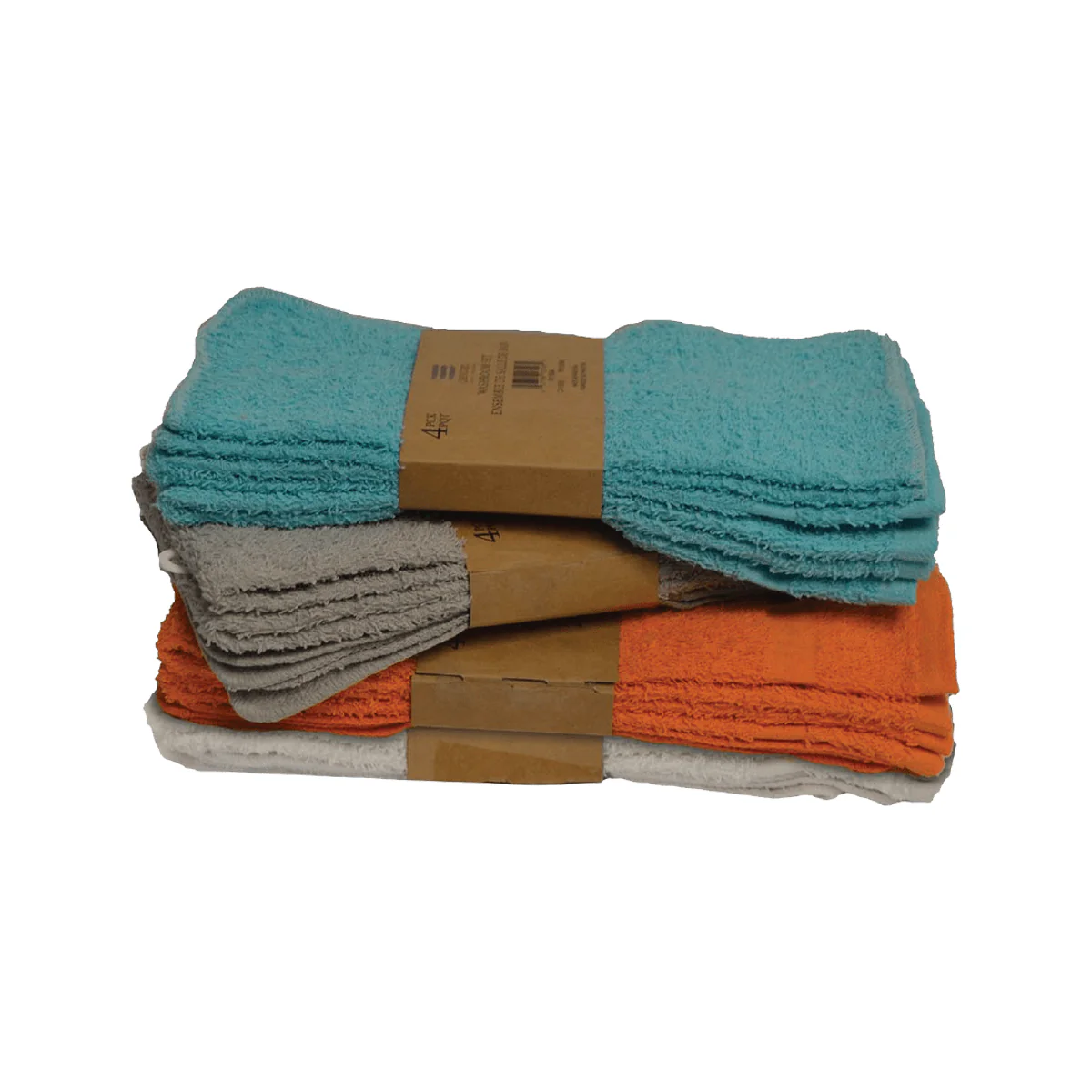 Set of 2 Hand Towels (14x24") and 2 Face Cloths (11x11") 100% Cotton