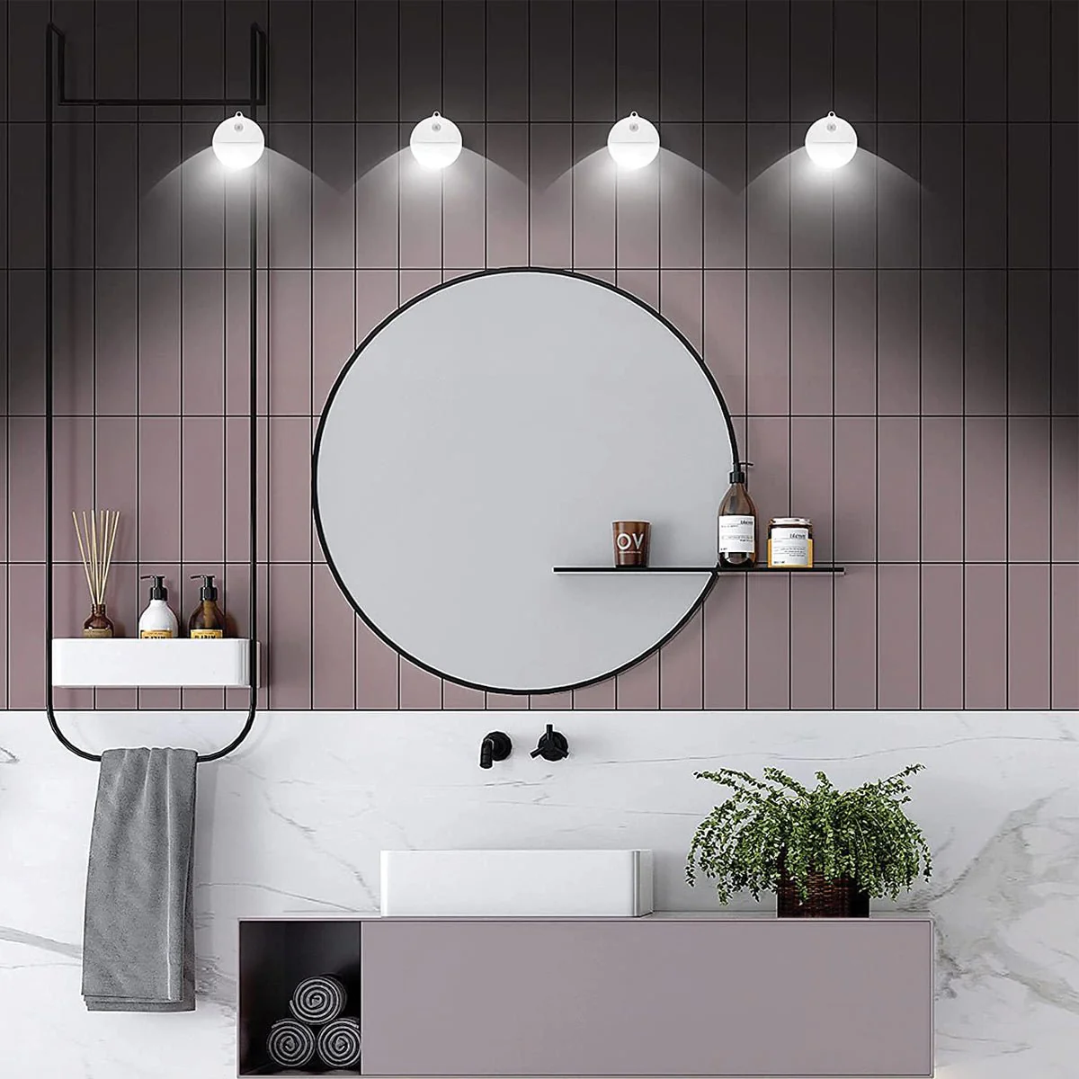Set of 2 Round Infrared Sensor Half Shade Lamps - Image 3
