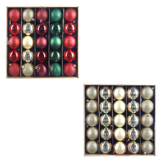 Pack of 50 Christmas Ball Ornaments – 6cm (Gold & Red/Gold/Green Assortments)