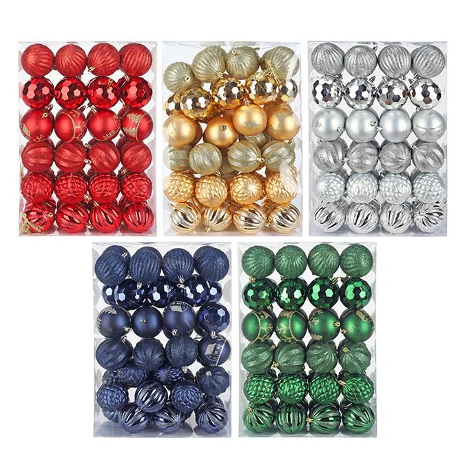 Pack of 48 Patterned Christmas Ornaments – 70mm