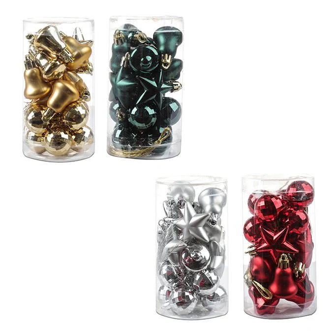 Pack of 20 Mini Shatterproof Christmas Ornaments – Assorted Sizes & Colors