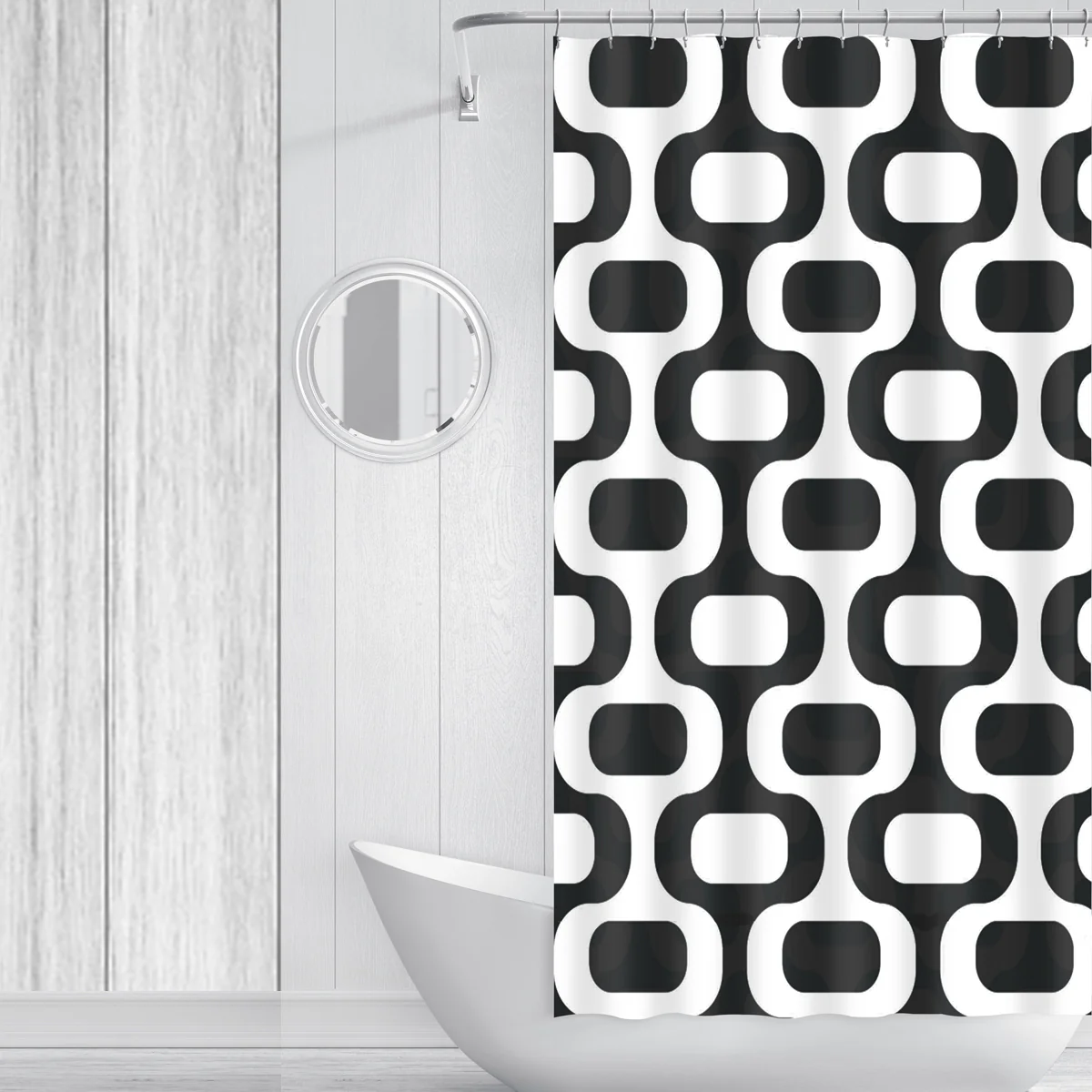 Shower Curtain 70x72 Retro Geo Microfiber - Image 2