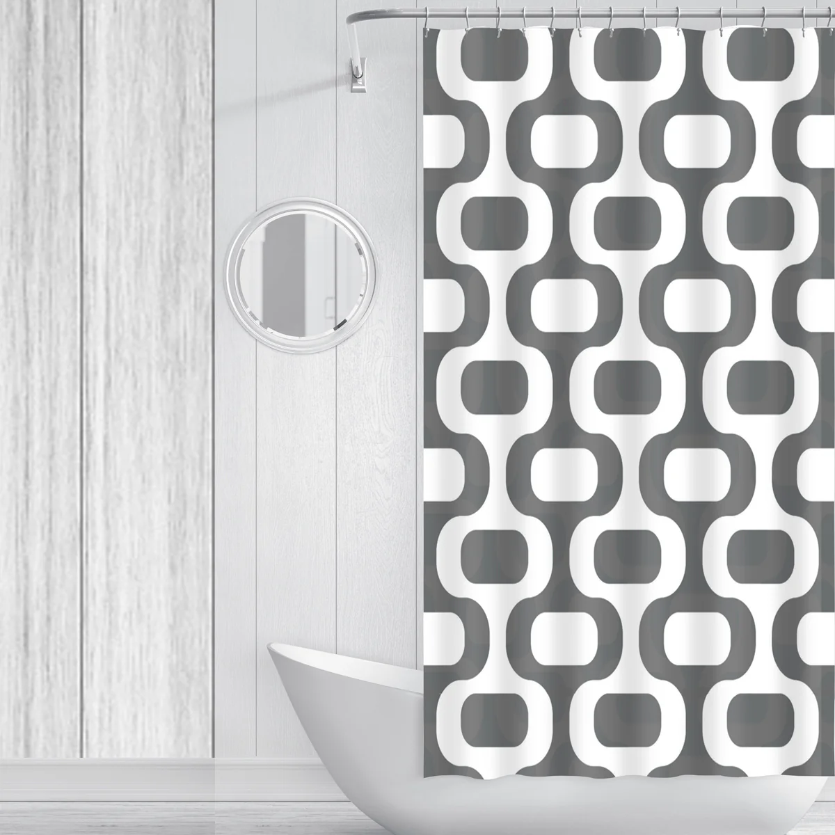 Shower Curtain 70x72 Retro Geo Microfiber - Image 4