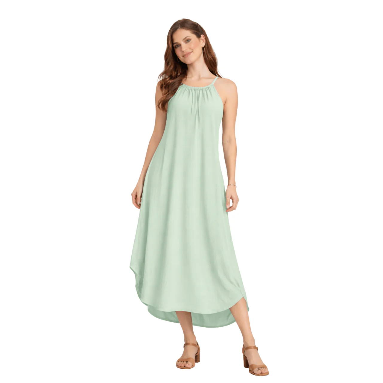 Sleeveless Halter Neck Midi Dress
