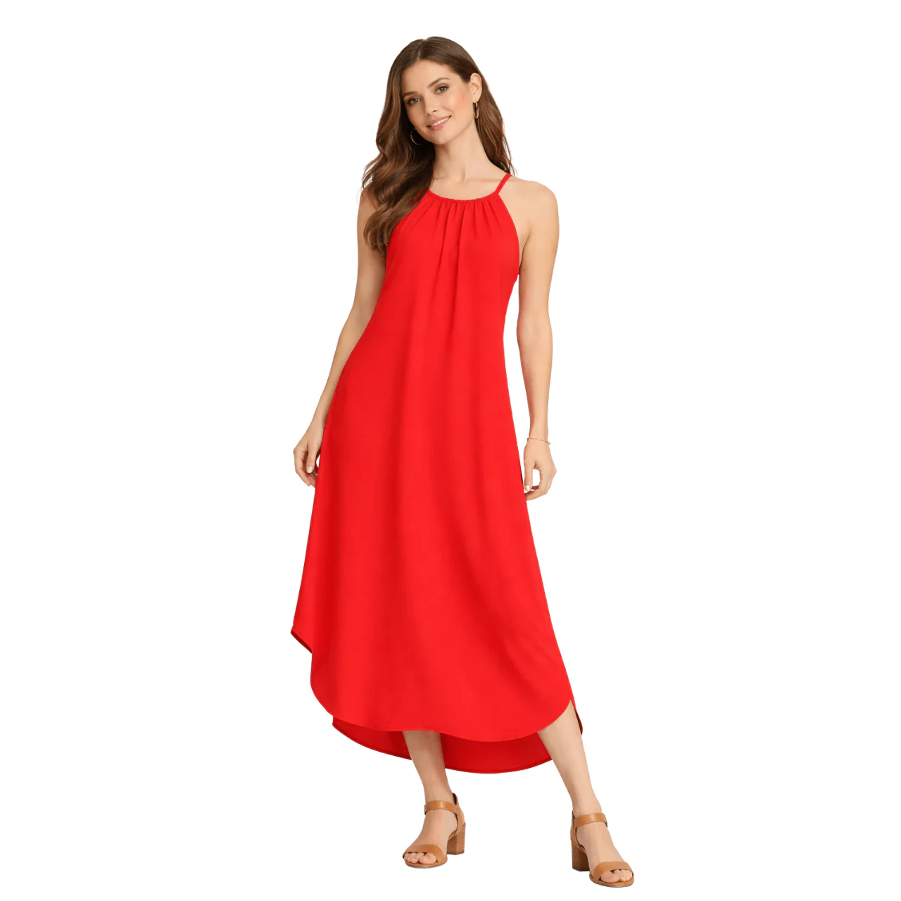 Sleeveless Halter Neck Midi Dress - Image 2