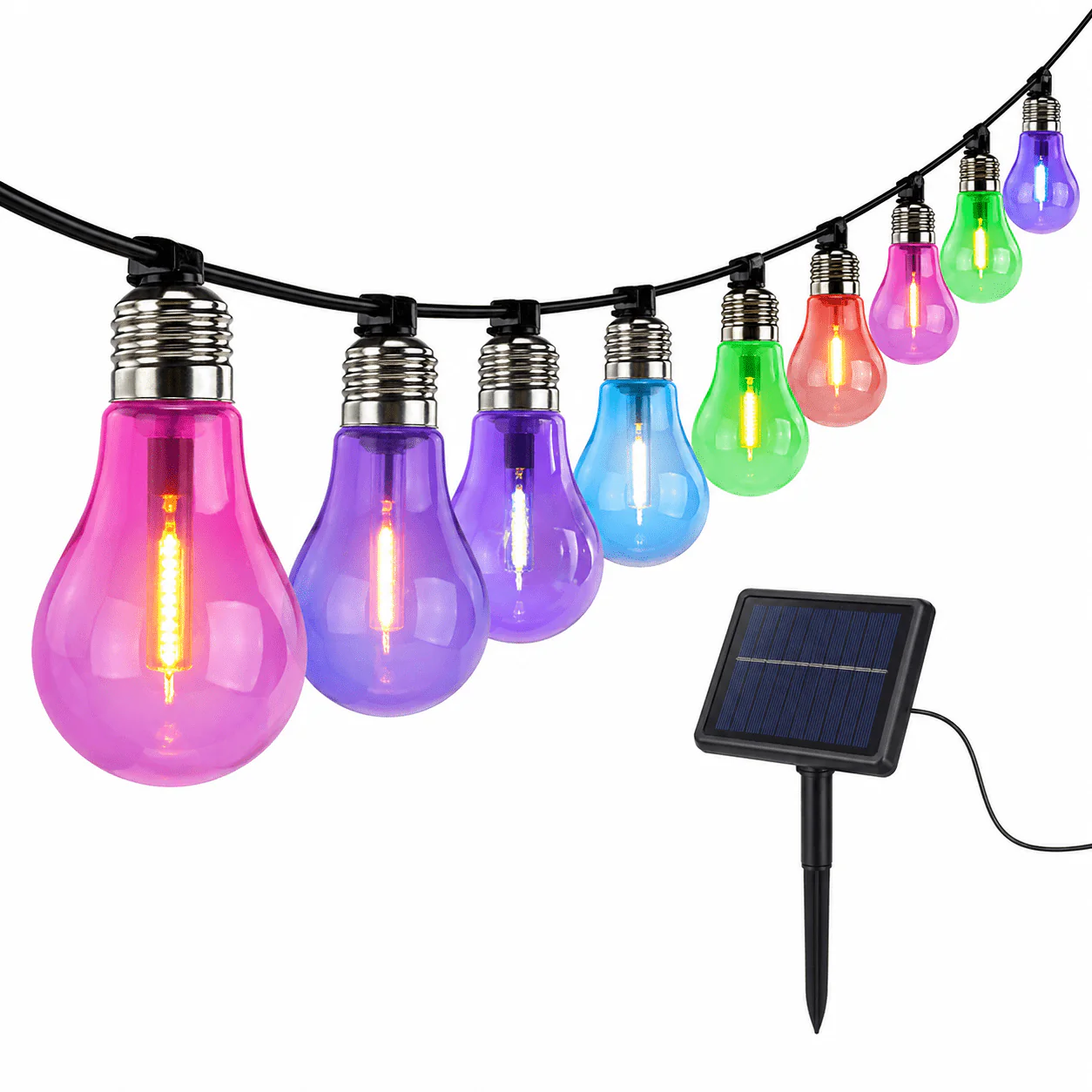 Solar String Lights – Multicolor – 10 Bulbs - Image 2