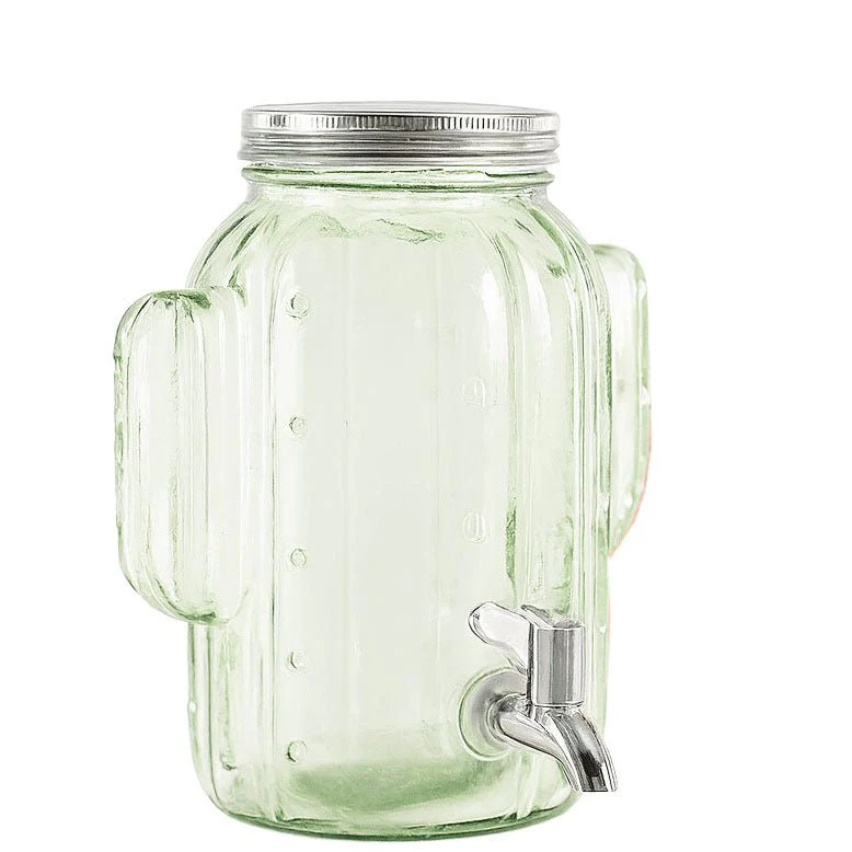 Solid Glass Drink Dispenser with an iron stand 5.5L - 4L and sets of 4 cups - Image 2