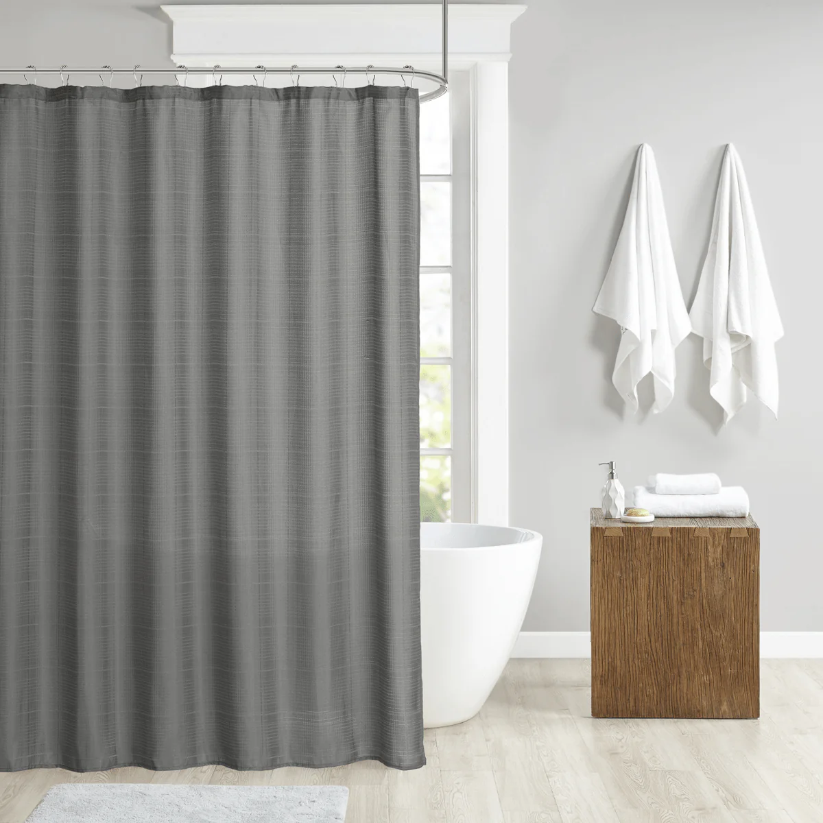 Solid Jacquard Waterproof Shower Curtain 70x72 - Image 3