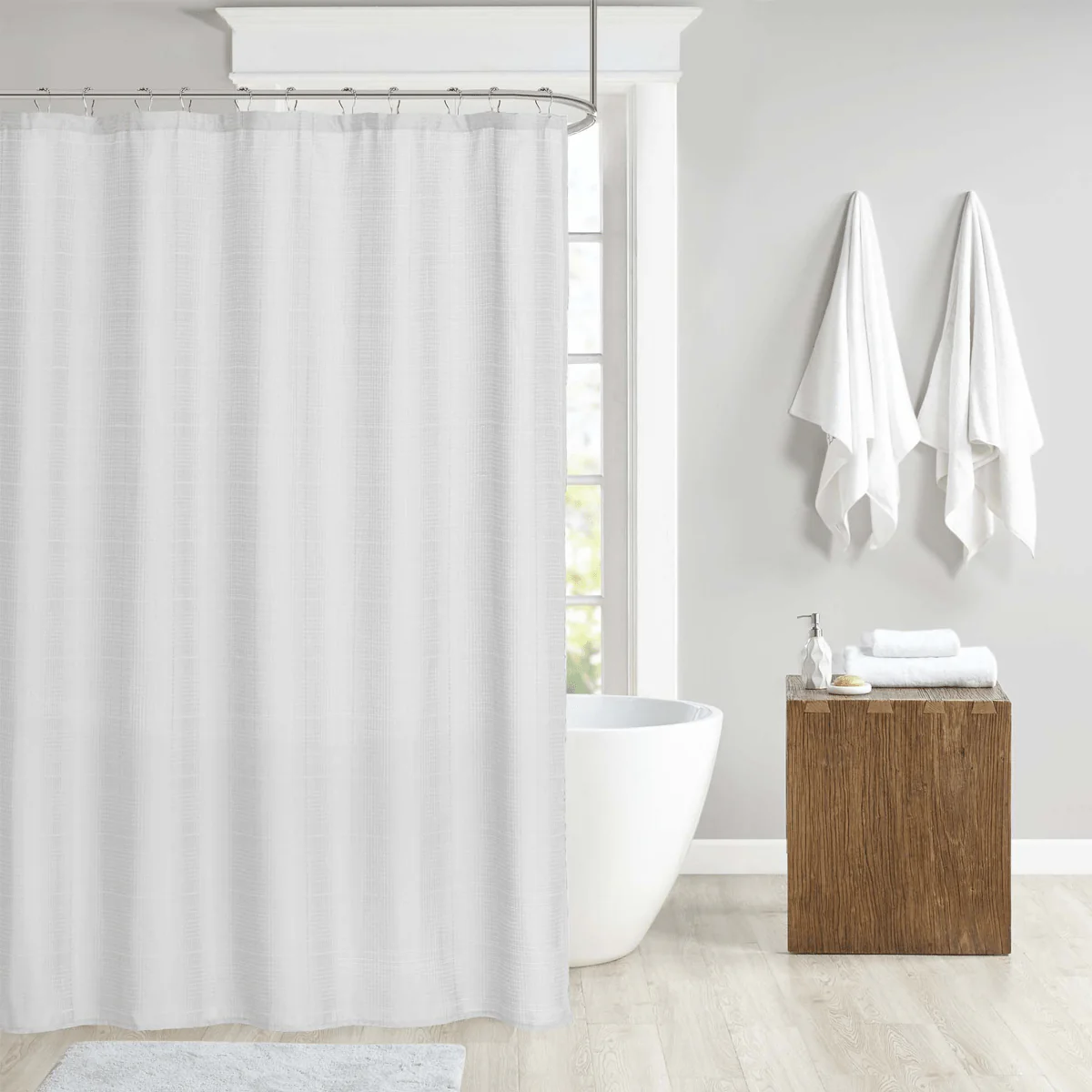 Solid Jacquard Waterproof Shower Curtain 70x72 - Image 4