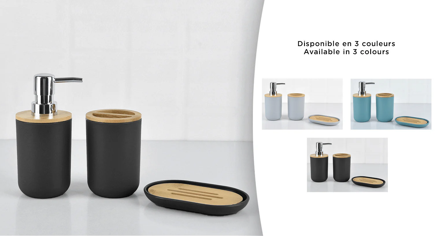Le Spa - Plastic and Bamboo Bathroom Accessories Set | Assorted - Image 3