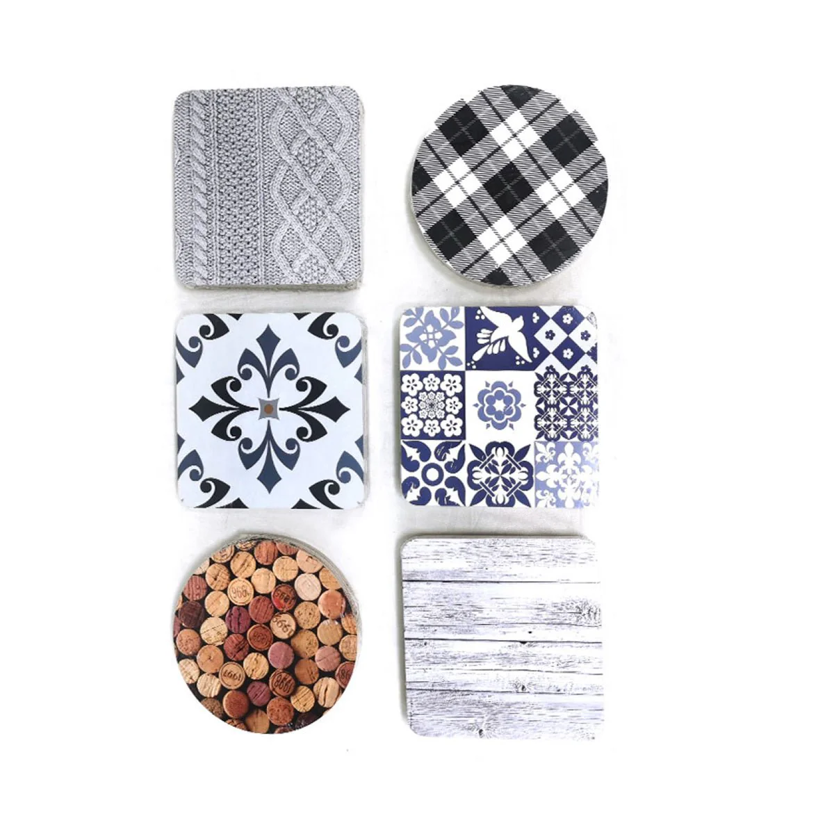 St/4 MDF Coasters *6 Designs (Tile Wood Cork) - Image 2