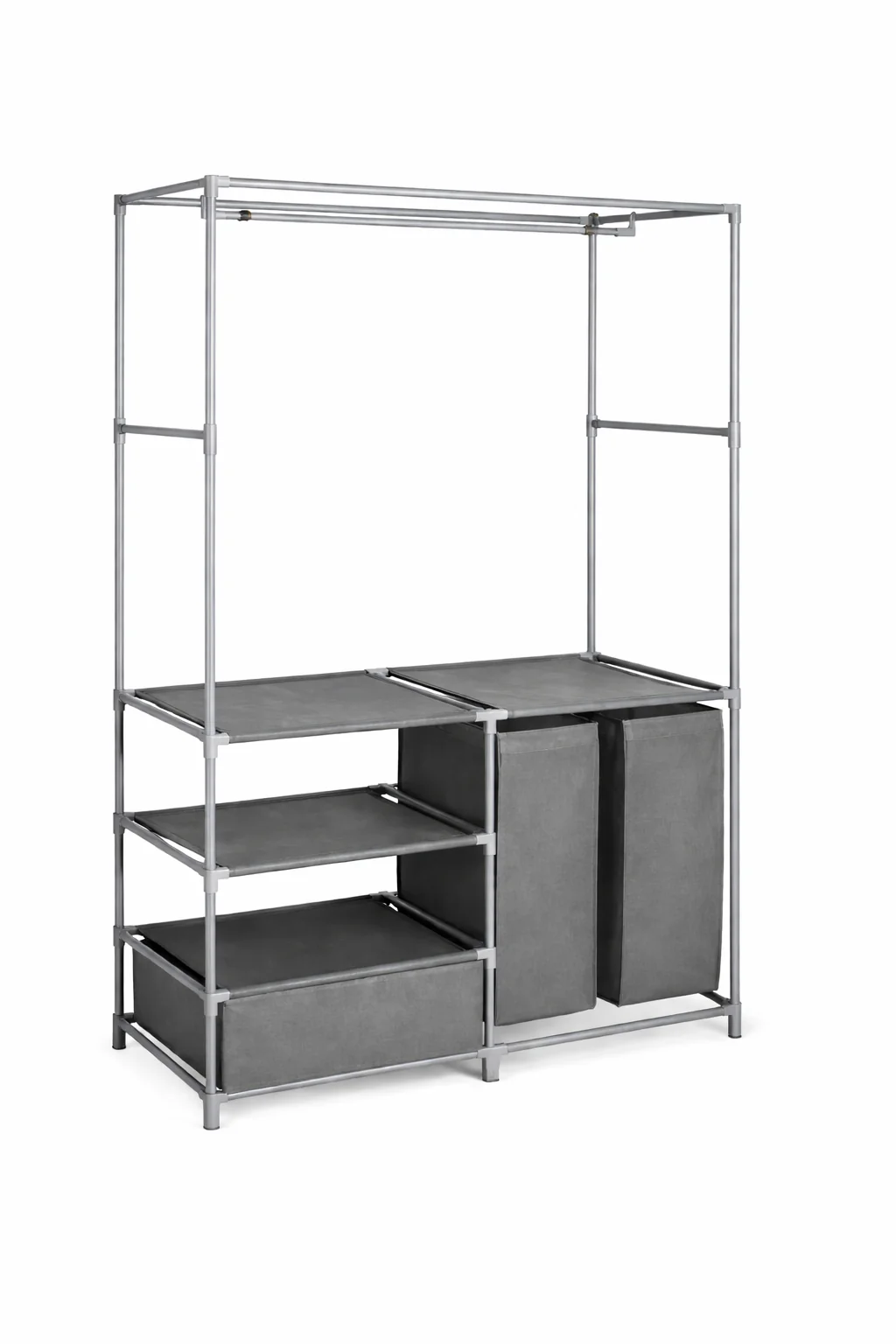 Multi-Function Garment Rack with Shelves & Laundry Bags