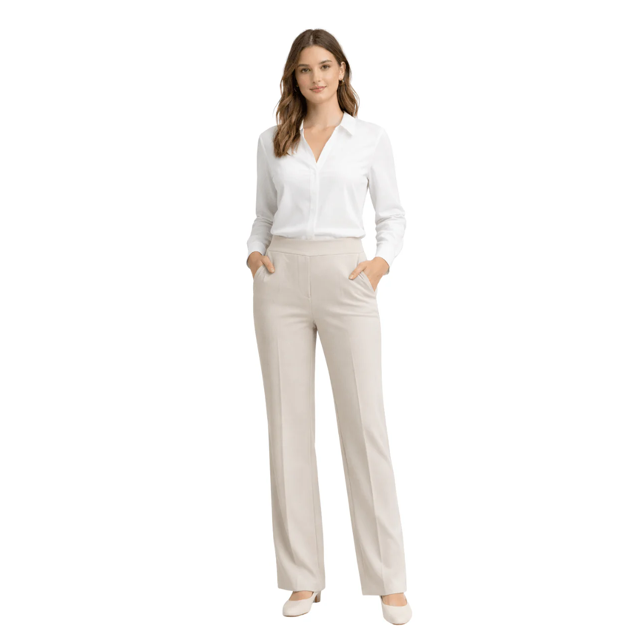 Tailored Pull-On Straight Leg Pants