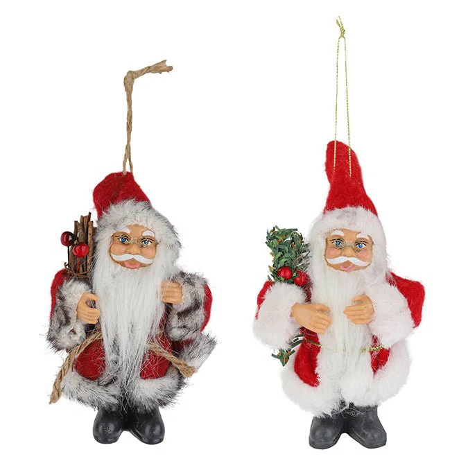 Fabric Standing Santa Hanging Ornament – 13cm (2 Assorted: Red & White)