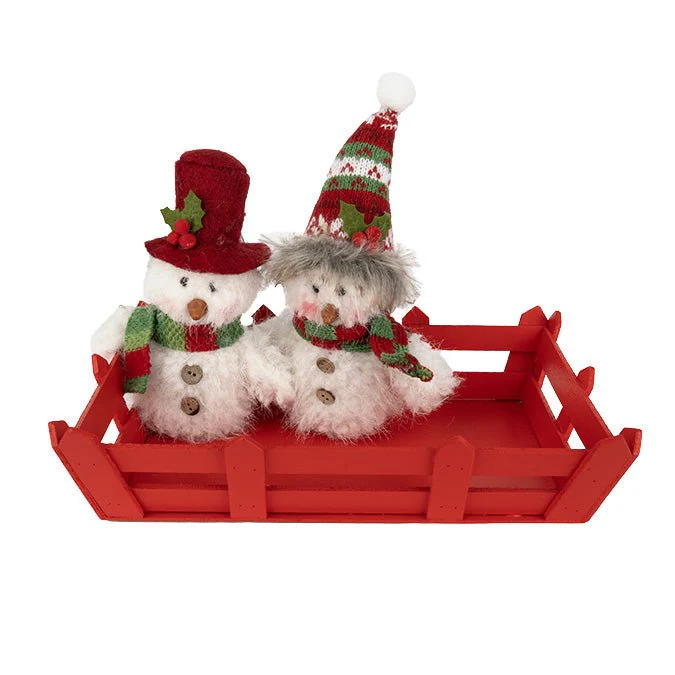 Fabric Snowman Hanging Ornament with Hat & Scarf – 12.7cm (2 Assorted: White/Red/Green, 12pcs/Basket)