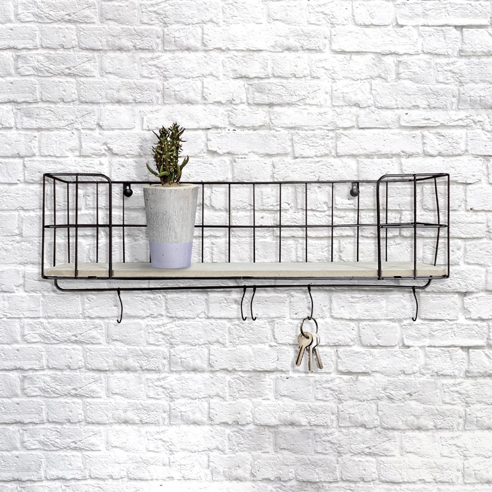 Wall Shelf with Hooks
