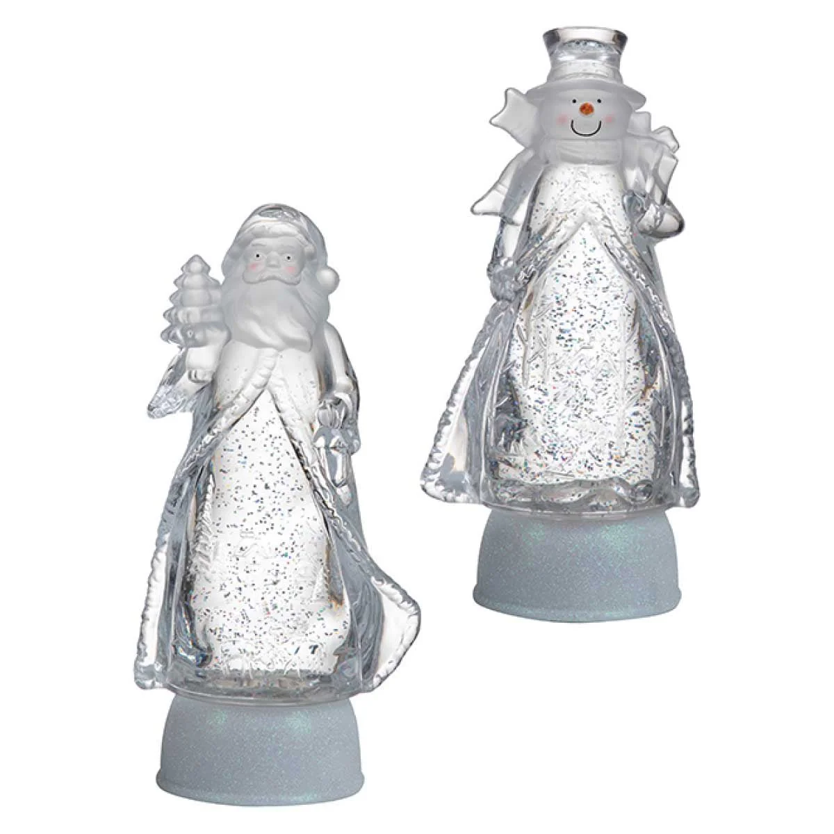 26 CM Water Globe Characters Light-up, 2 Assorted Snowman Santa