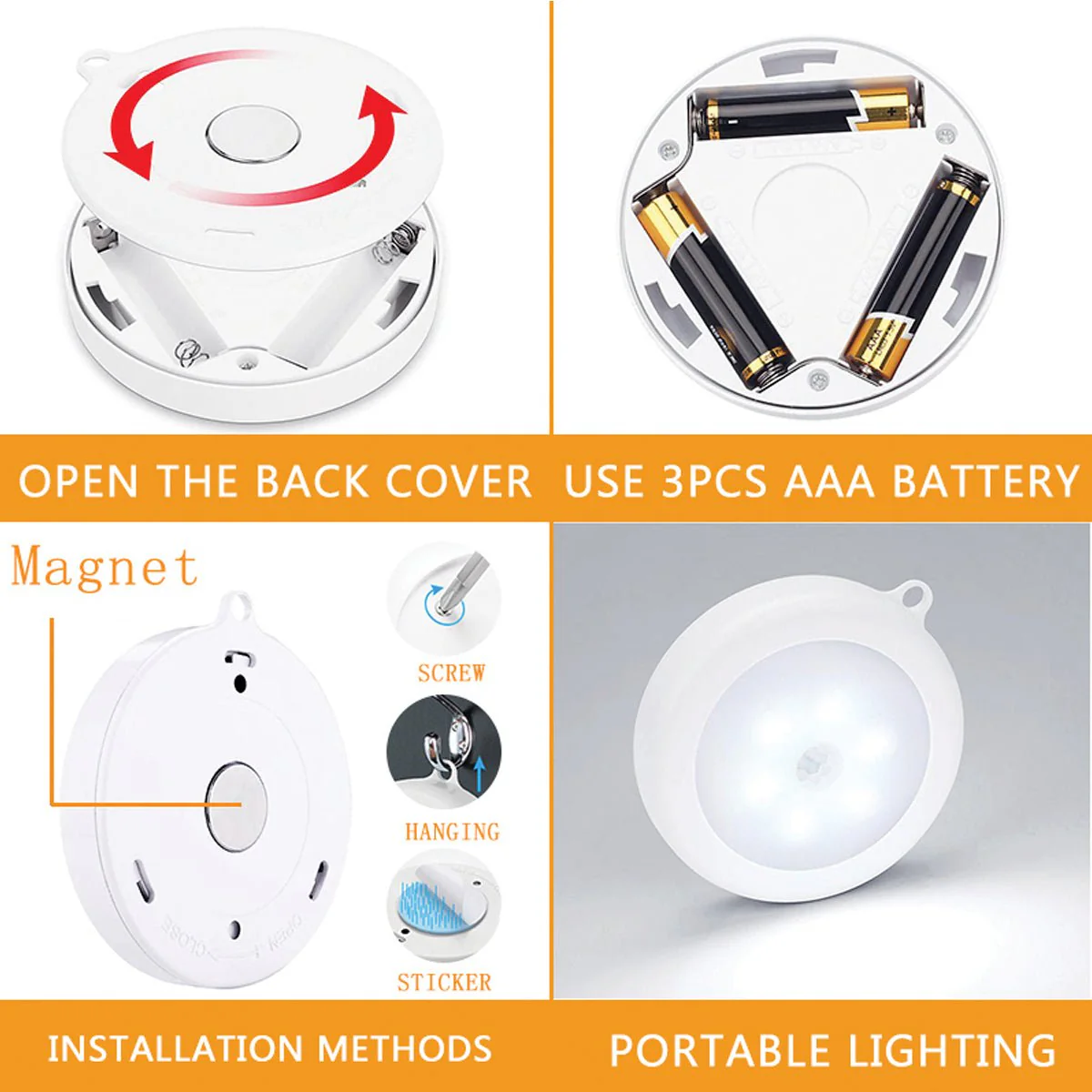 WATTSON | Set of 2 Round Infrared Sensor LED Lights - Image 2
