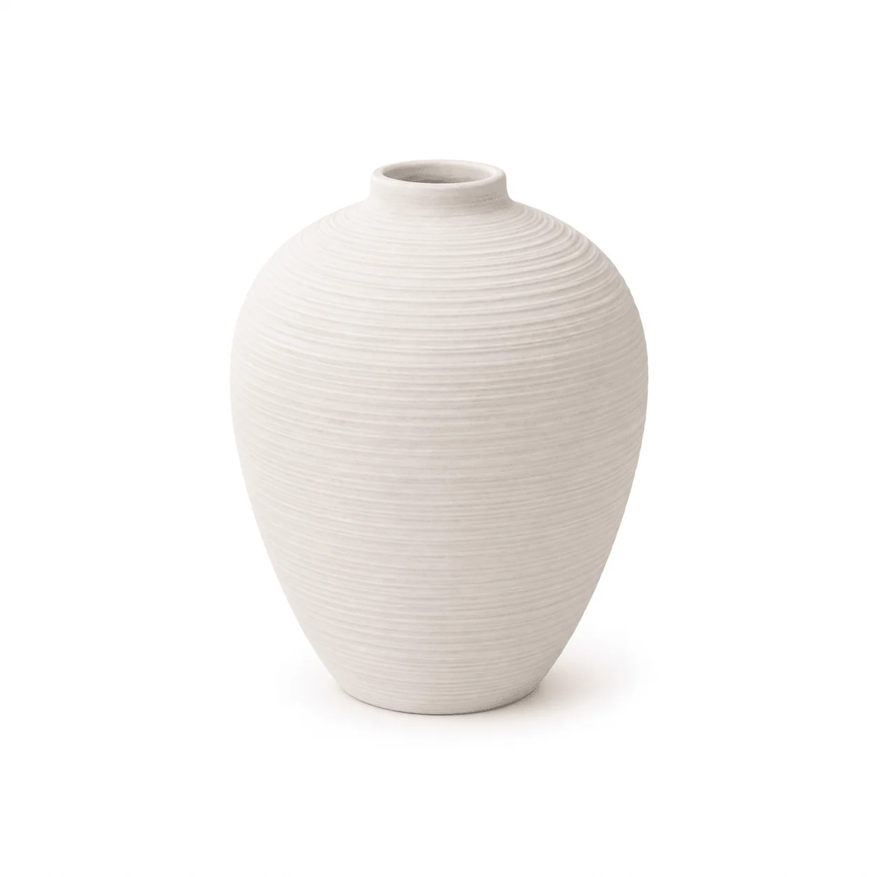 White Ceramic Textured Urn Vase – 8 in