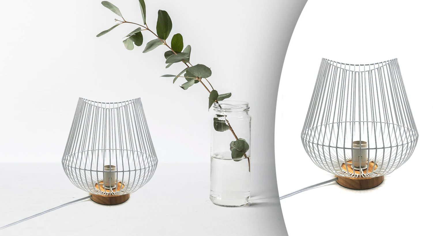 White Metal Wire Lamp - Image 2