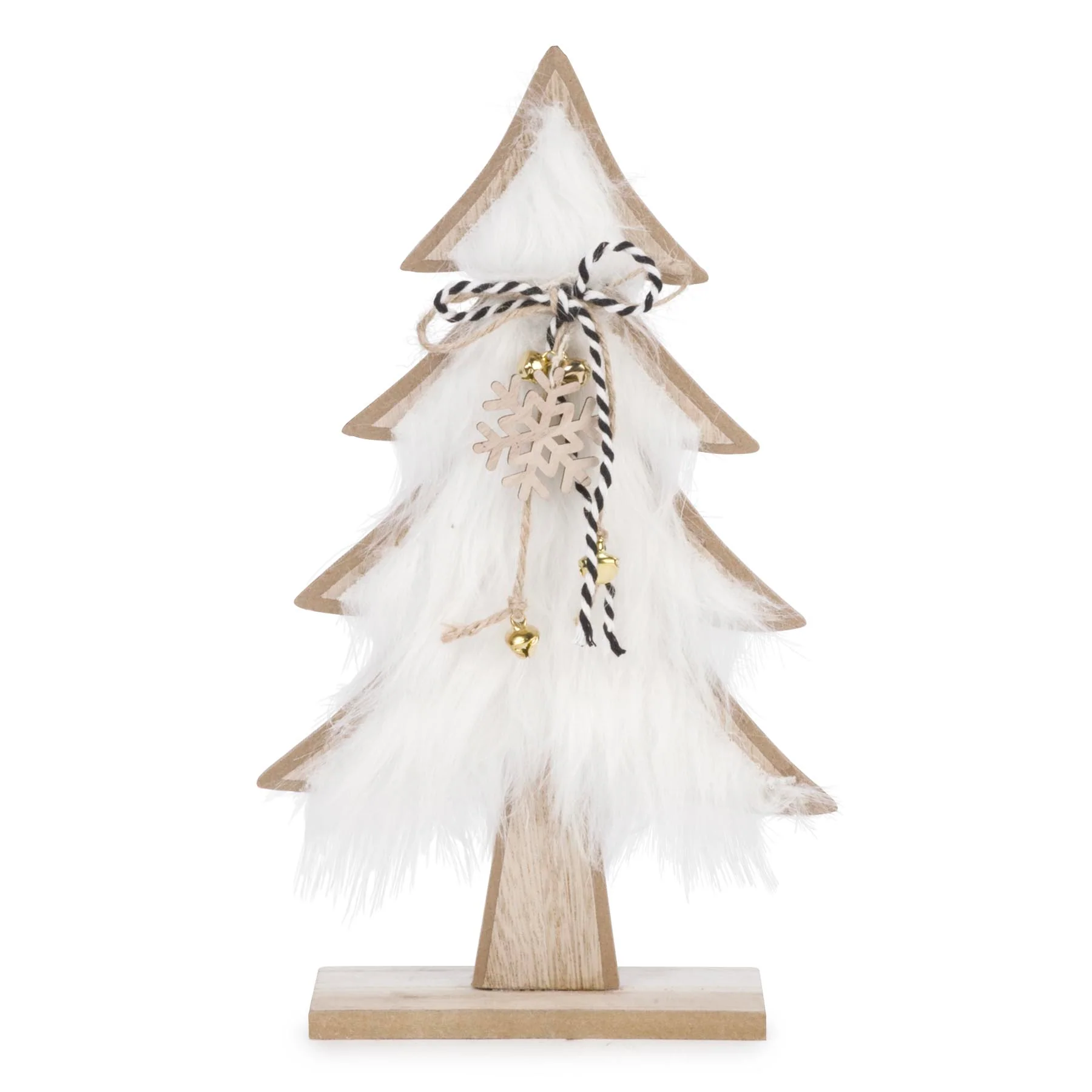 White Faux Fur Christmas Tree with Bells