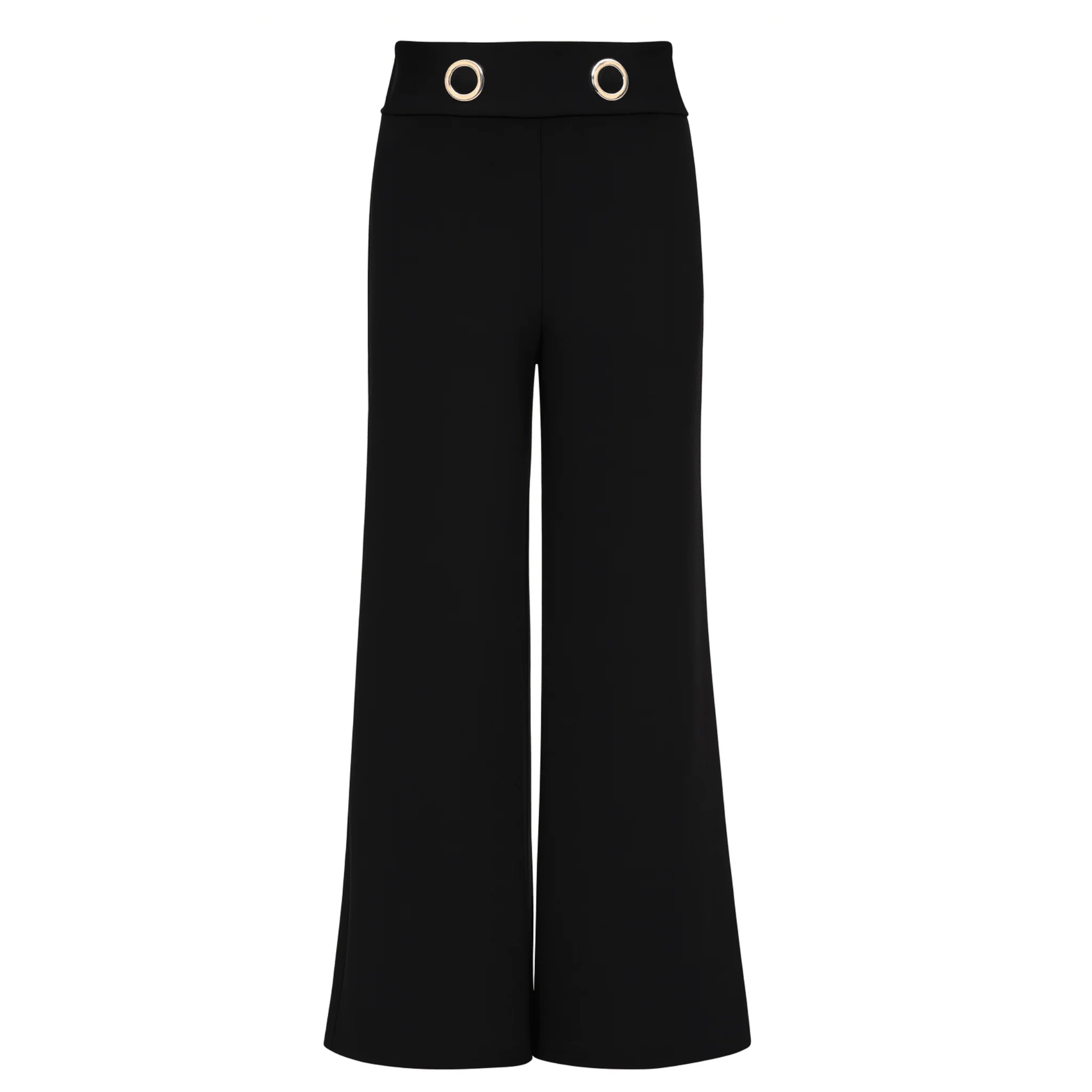 Wide-Leg Pants with Metallic Grommet Waist - Image 2