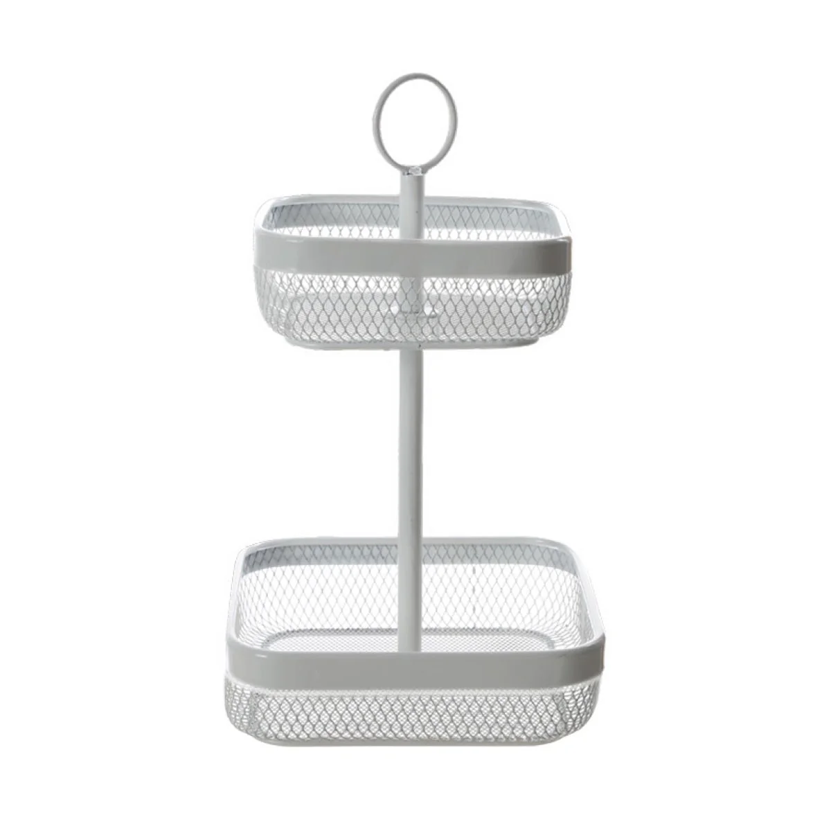 Wire 2 Tier Basket White 21x21x34 - Image 2