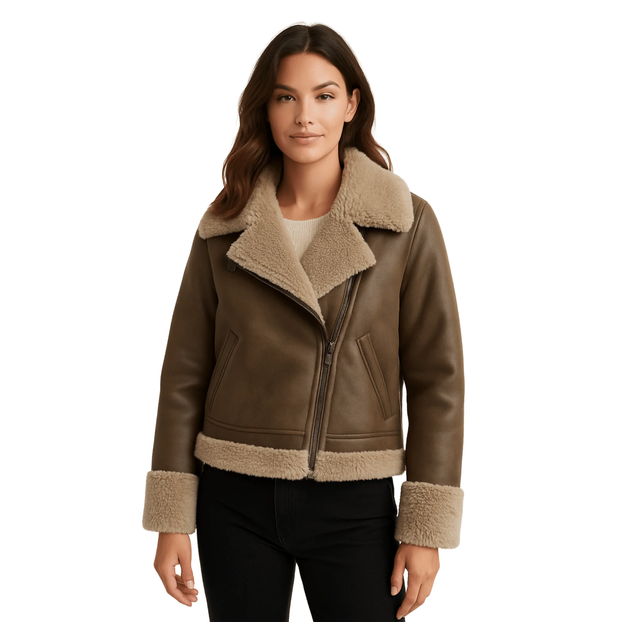 Women’s Faux-Shearling Aviator Jacket