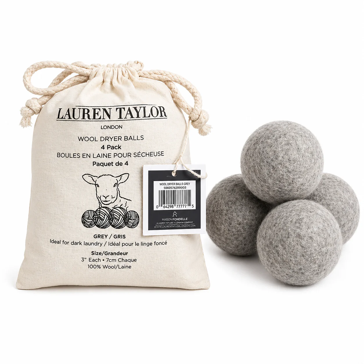 Wool Dryer Balls 4pk Grey