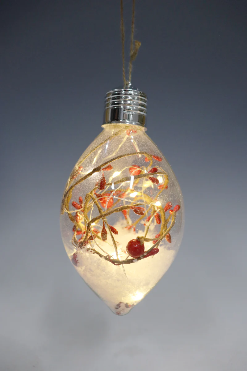 Christmas Ornament with LED Light, Branches and Berries - Image 3