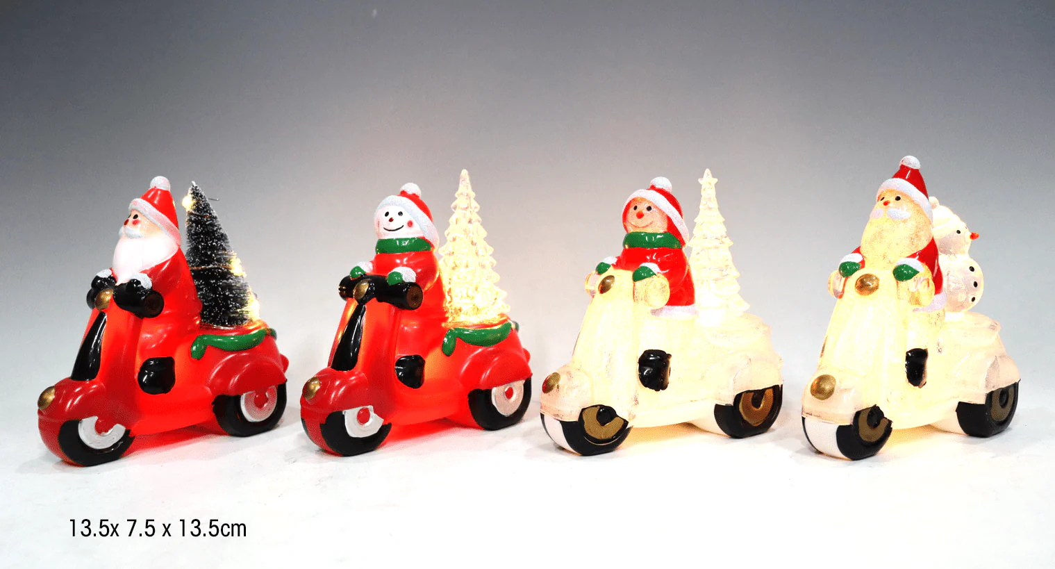 XMAS Santa & Snowman in moped with Tree - Image 3